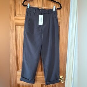 Women's High-Rise Pleated Trousers in Dark Brown by Dazy